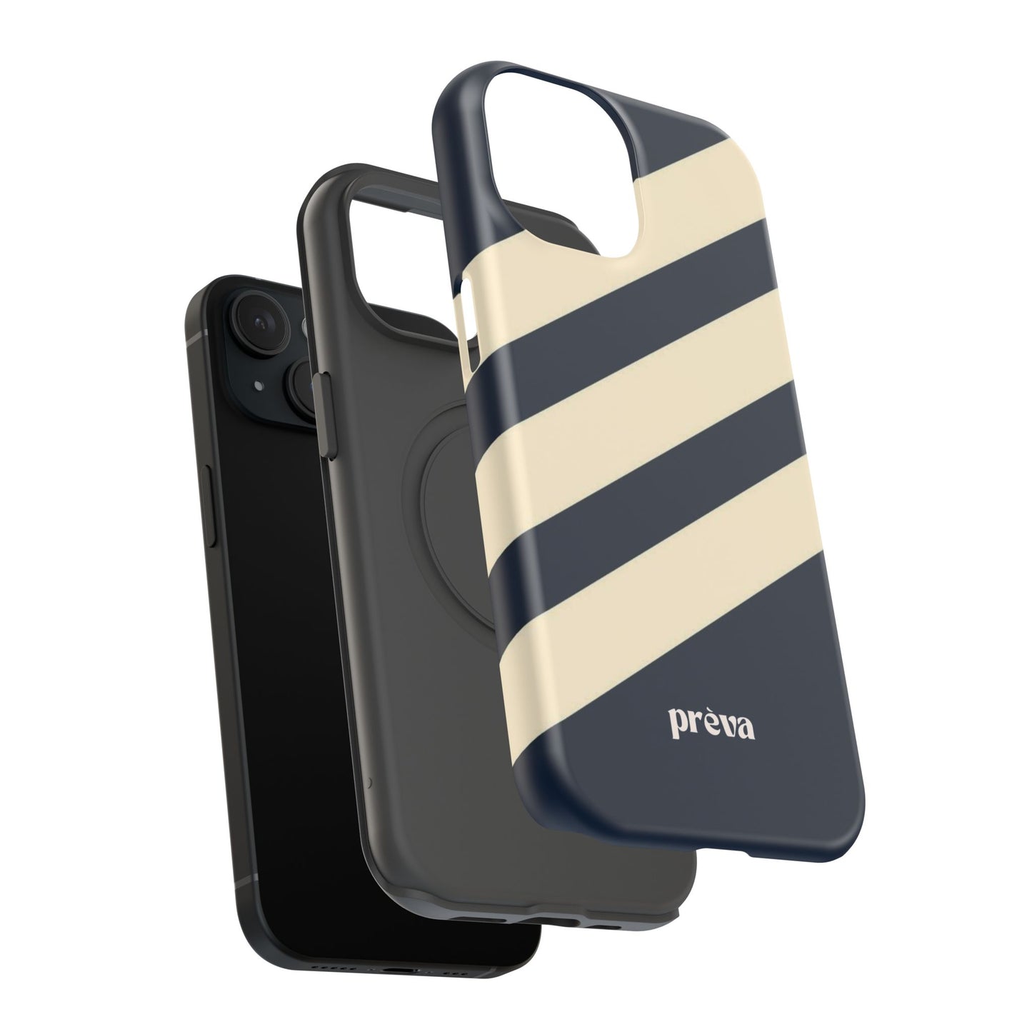 Striped Navy & Cream Phone Case