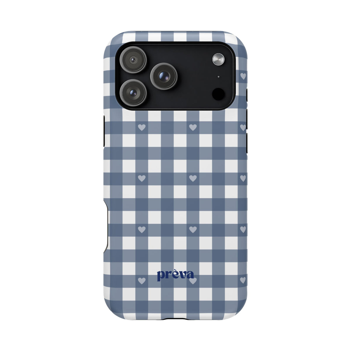 Blue Gingham Heart Phone Case