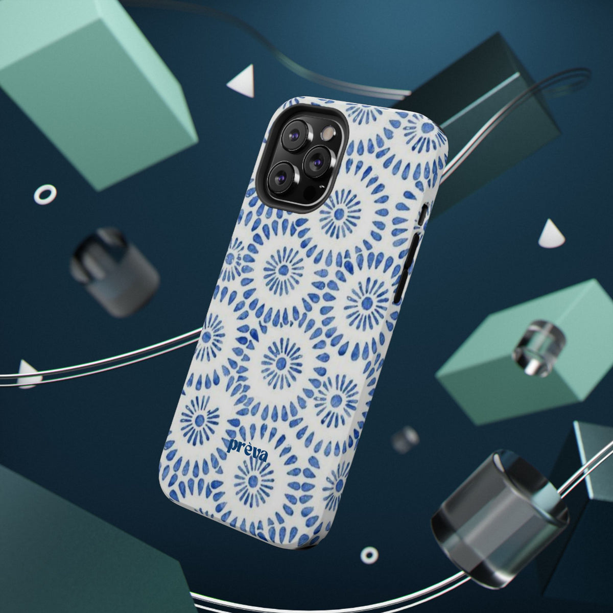 Blue Floral Spiral Phone Case