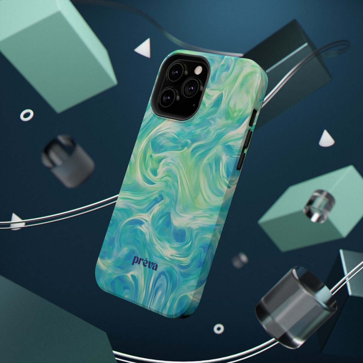 Impact-Resistant Phone Case — Teal Green Marble Swirl
