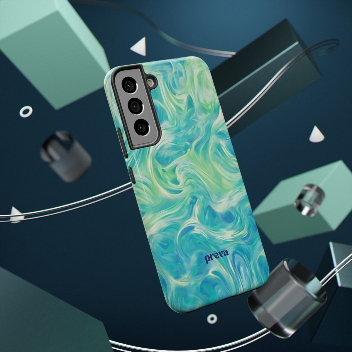 Impact-Resistant Phone Case — Teal Green Marble Swirl