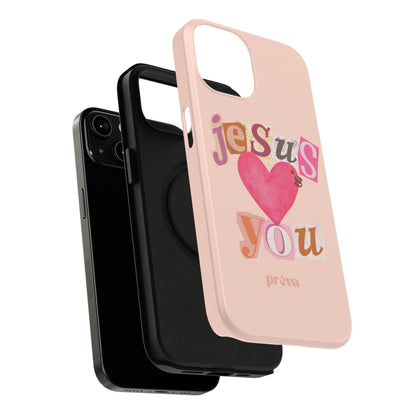 Pink Jesus Loves You Phone Case