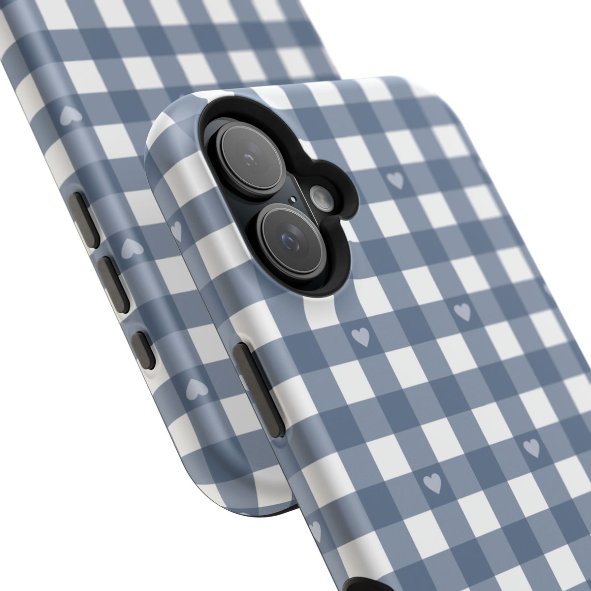 Blue Gingham Heart Phone Case