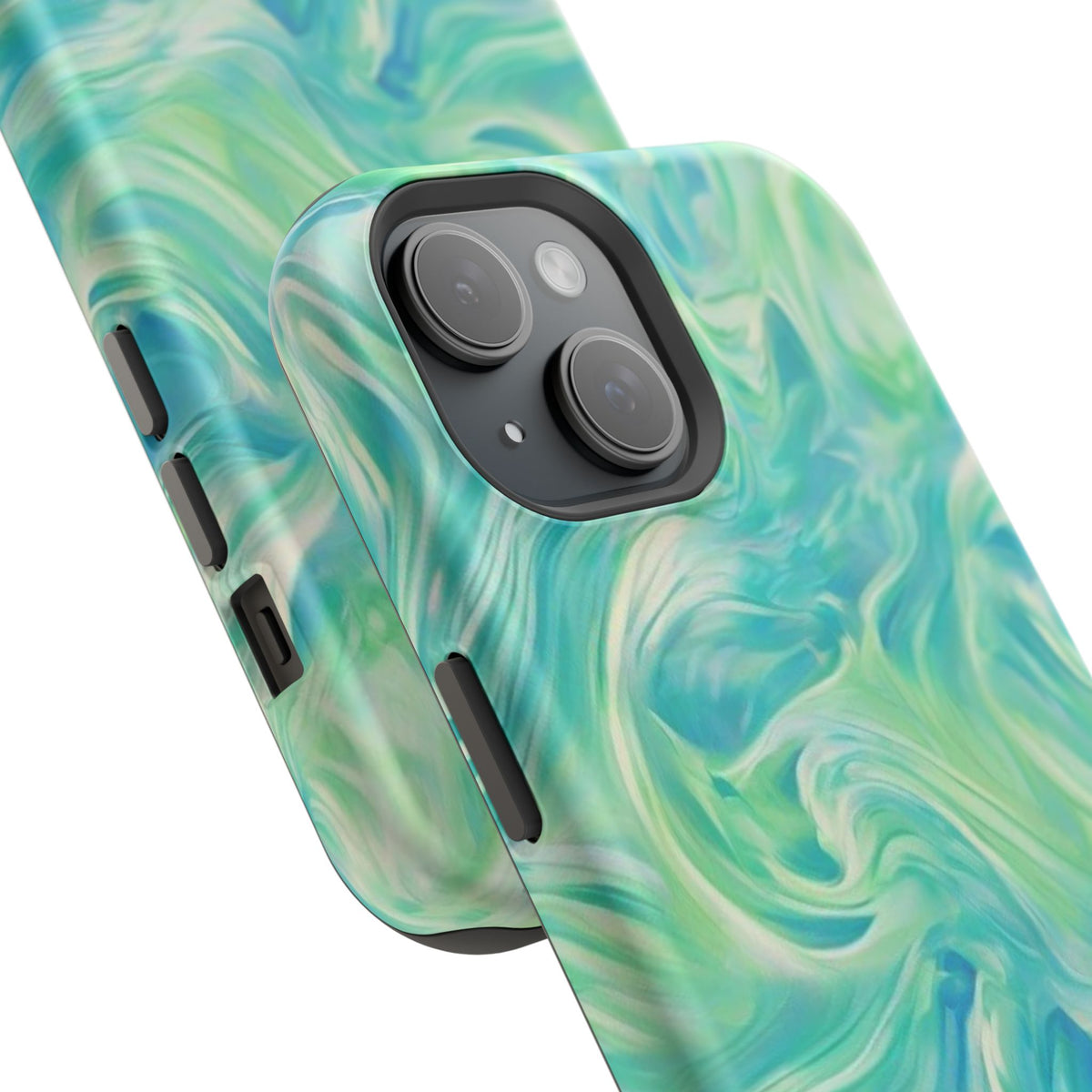 Impact-Resistant Phone Case — Teal Green Marble Swirl