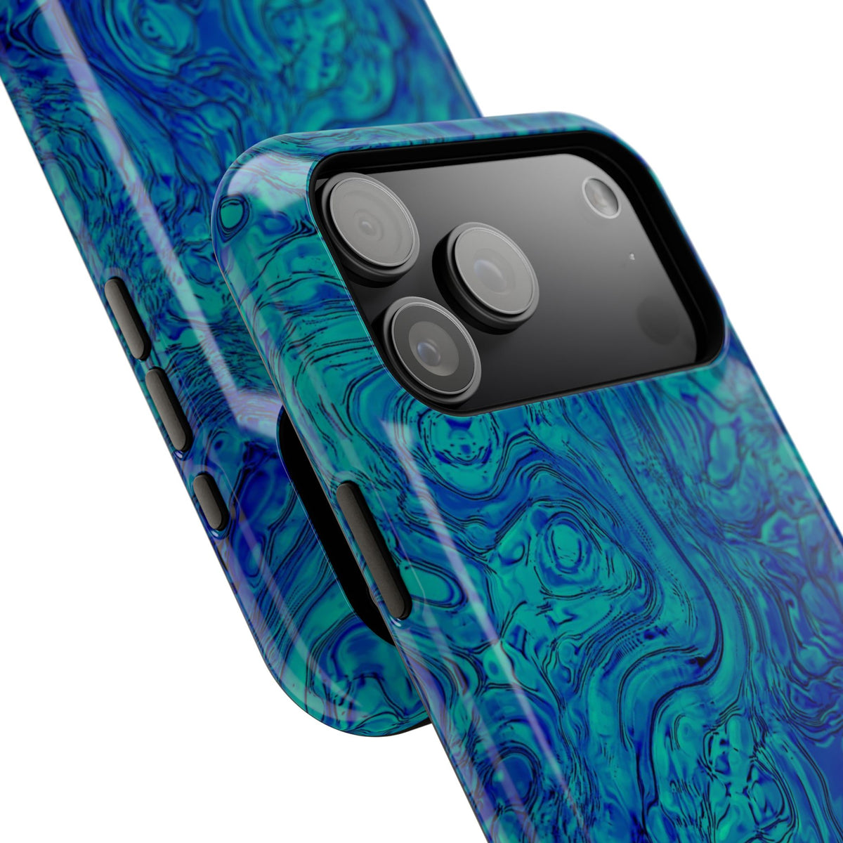 Blue Marble Impact-Resistant Phone Case — Protective Ripple Swirl Design