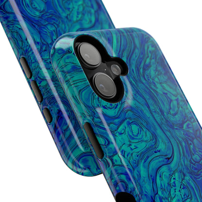 Blue Marble Impact-Resistant Phone Case — Protective Ripple Swirl Design