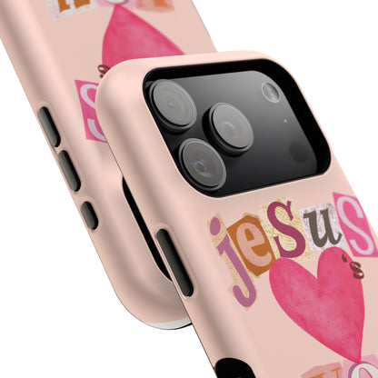 Pink Jesus Loves You Phone Case