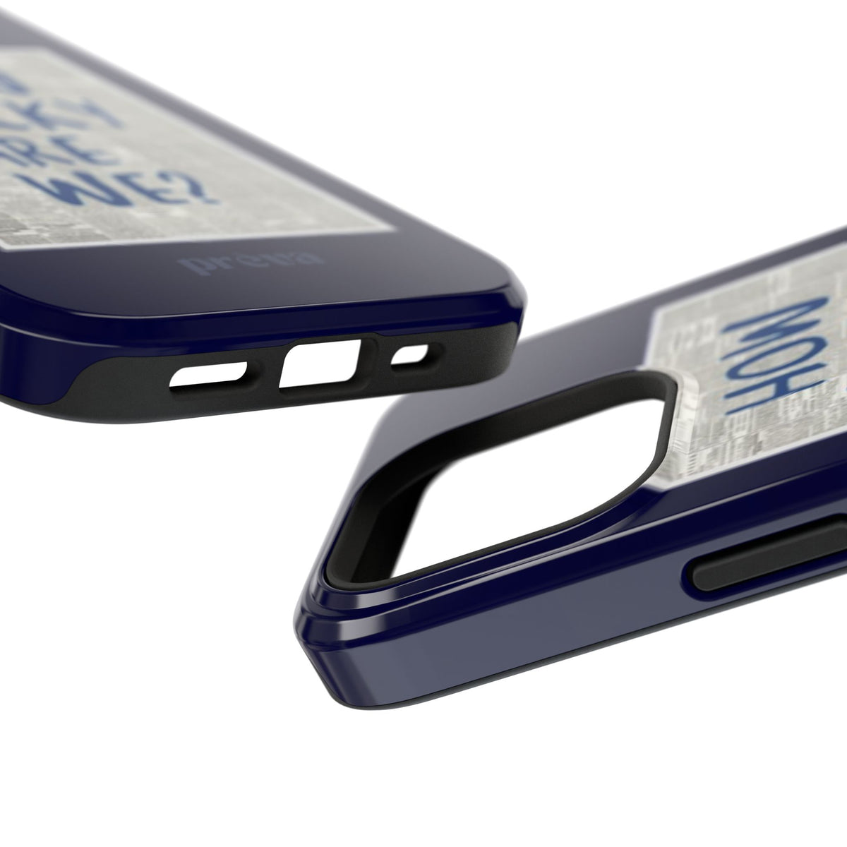 Navy How Lucky Are We Phone Case