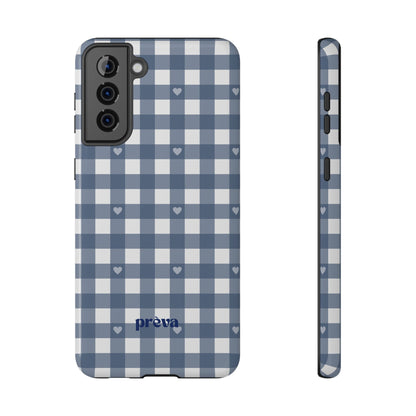 Blue Gingham Heart Phone Case