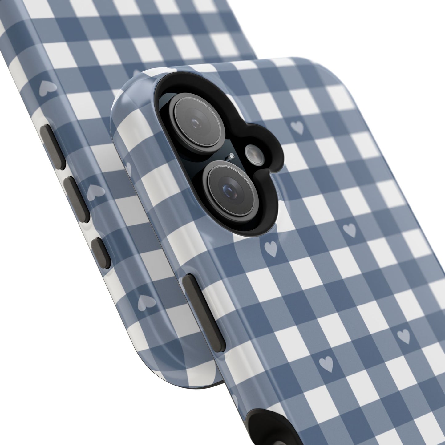 Blue Gingham Heart Phone Case