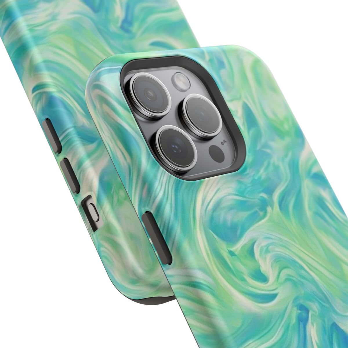 Impact-Resistant Phone Case — Teal Green Marble Swirl