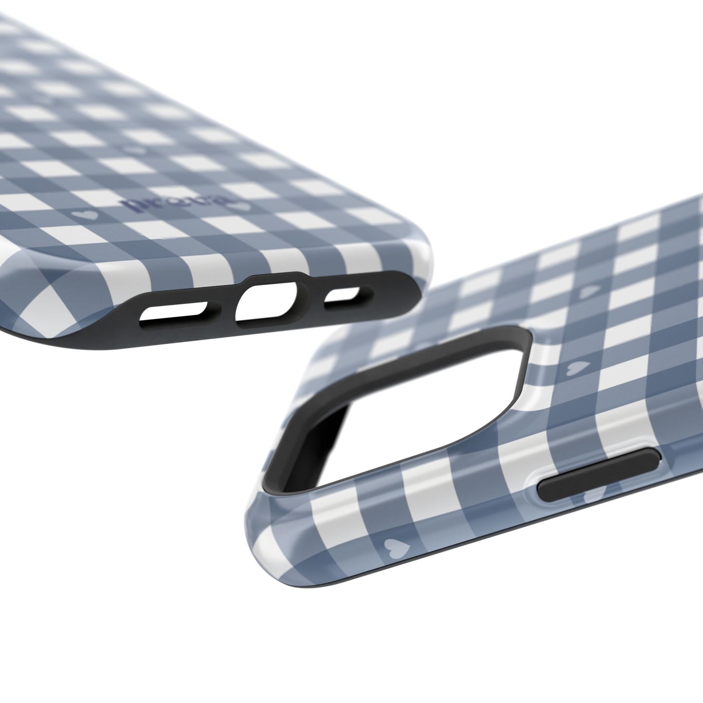Blue Gingham Heart Phone Case
