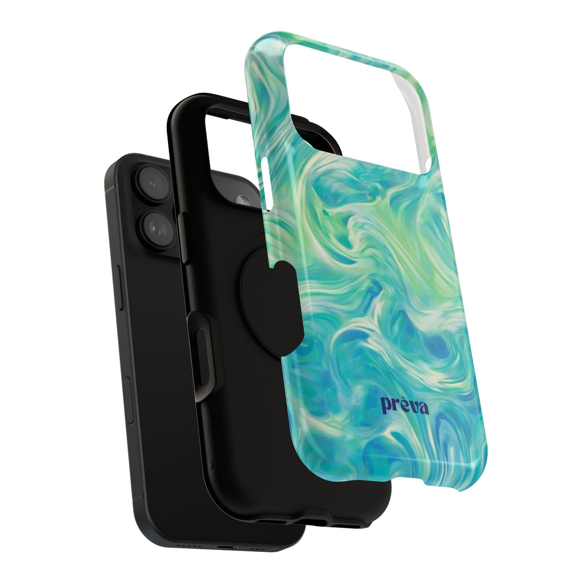 Impact-Resistant Phone Case — Teal Green Marble Swirl