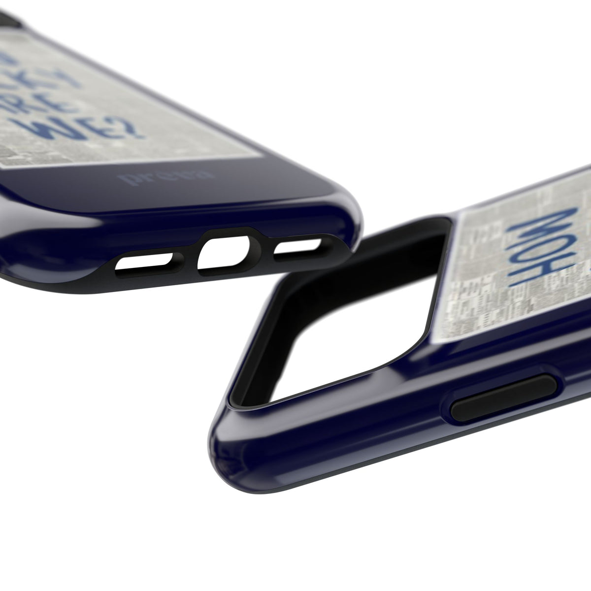 Navy How Lucky Are We Phone Case