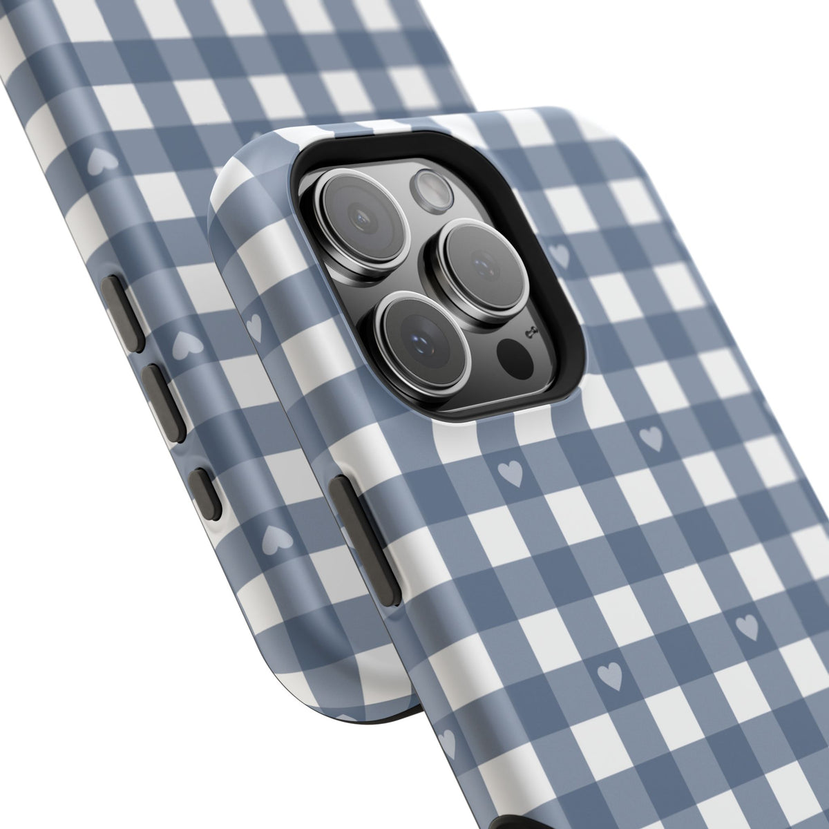 Blue Gingham Heart Phone Case