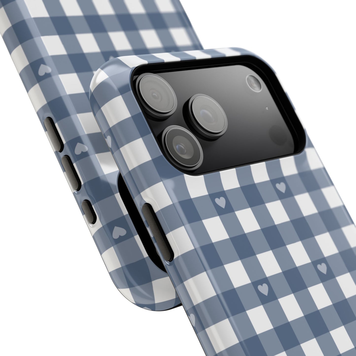Blue Gingham Heart Phone Case