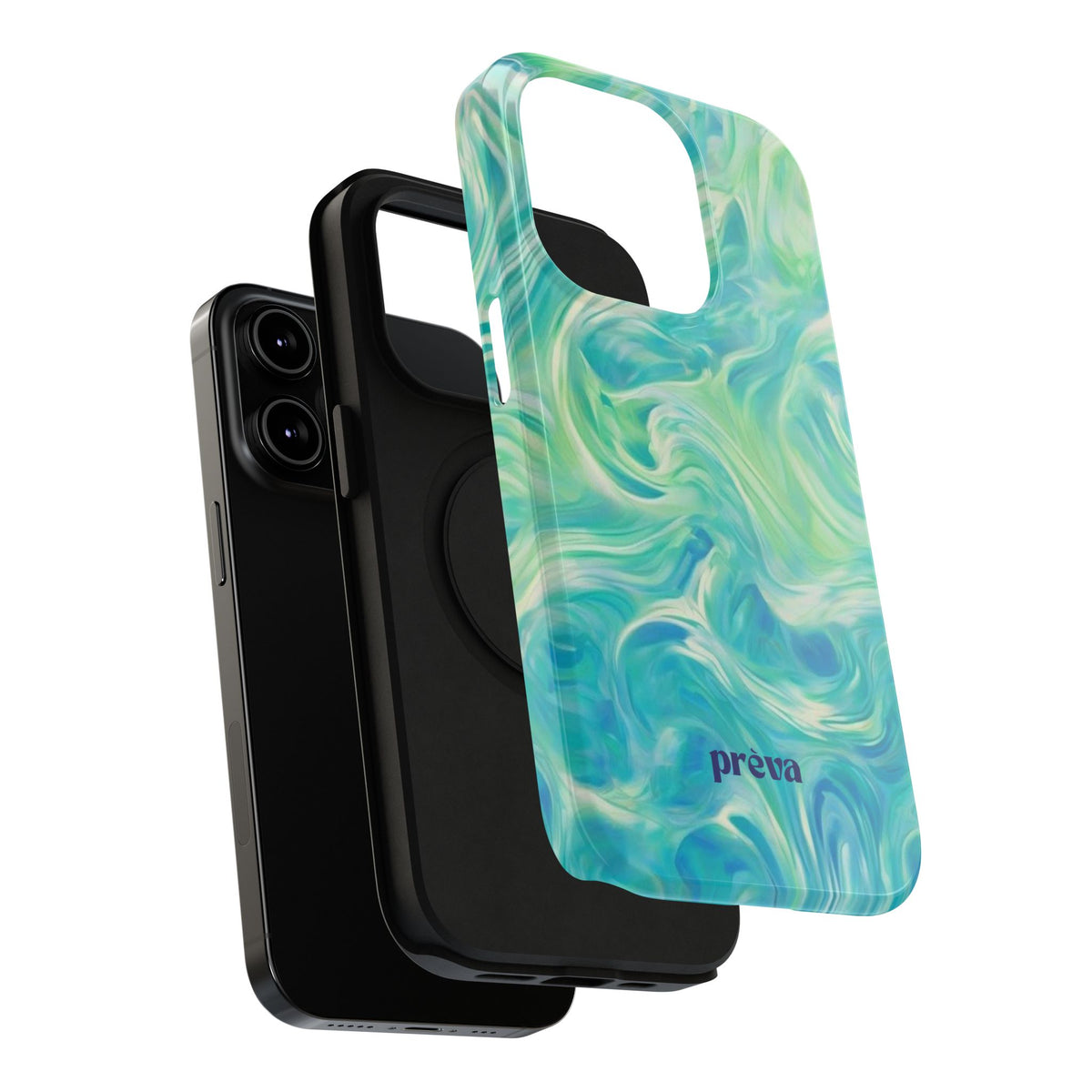 Impact-Resistant Phone Case — Teal Green Marble Swirl