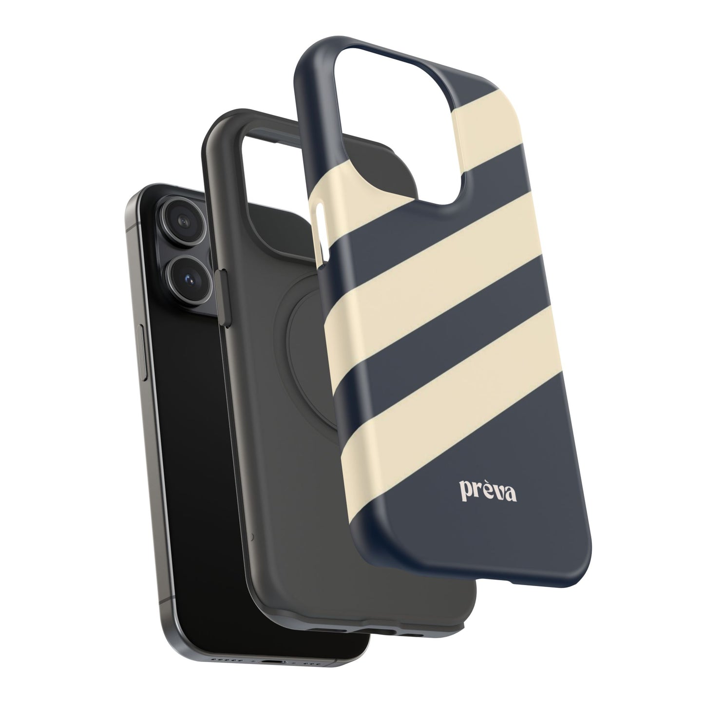 Striped Navy & Cream Phone Case