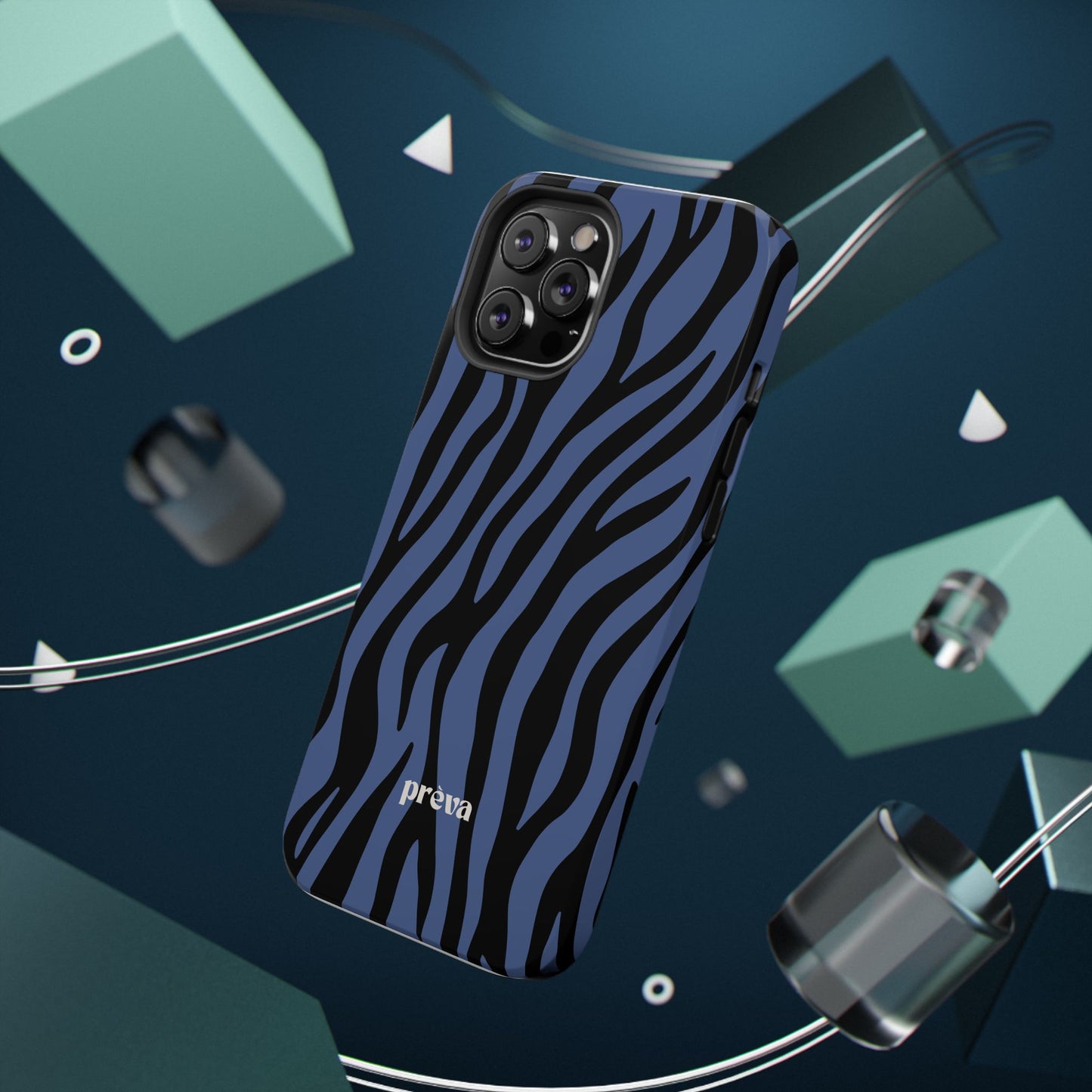 Blue & Black Zebra Stripe Phone Case
