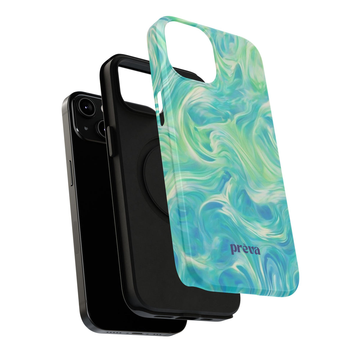 Impact-Resistant Phone Case — Teal Green Marble Swirl