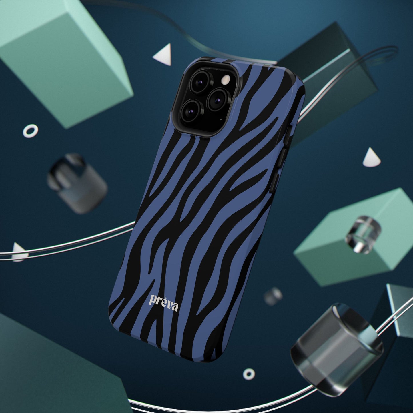 Blue & Black Zebra Stripe Phone Case