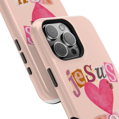Pink Jesus Loves You Phone Case