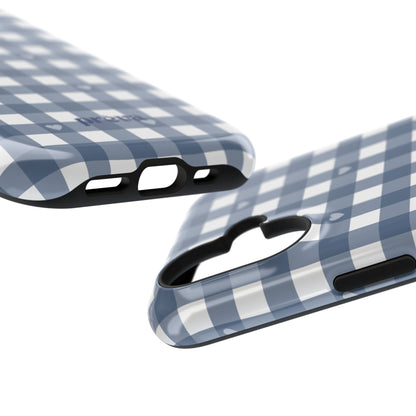 Blue Gingham Heart Phone Case