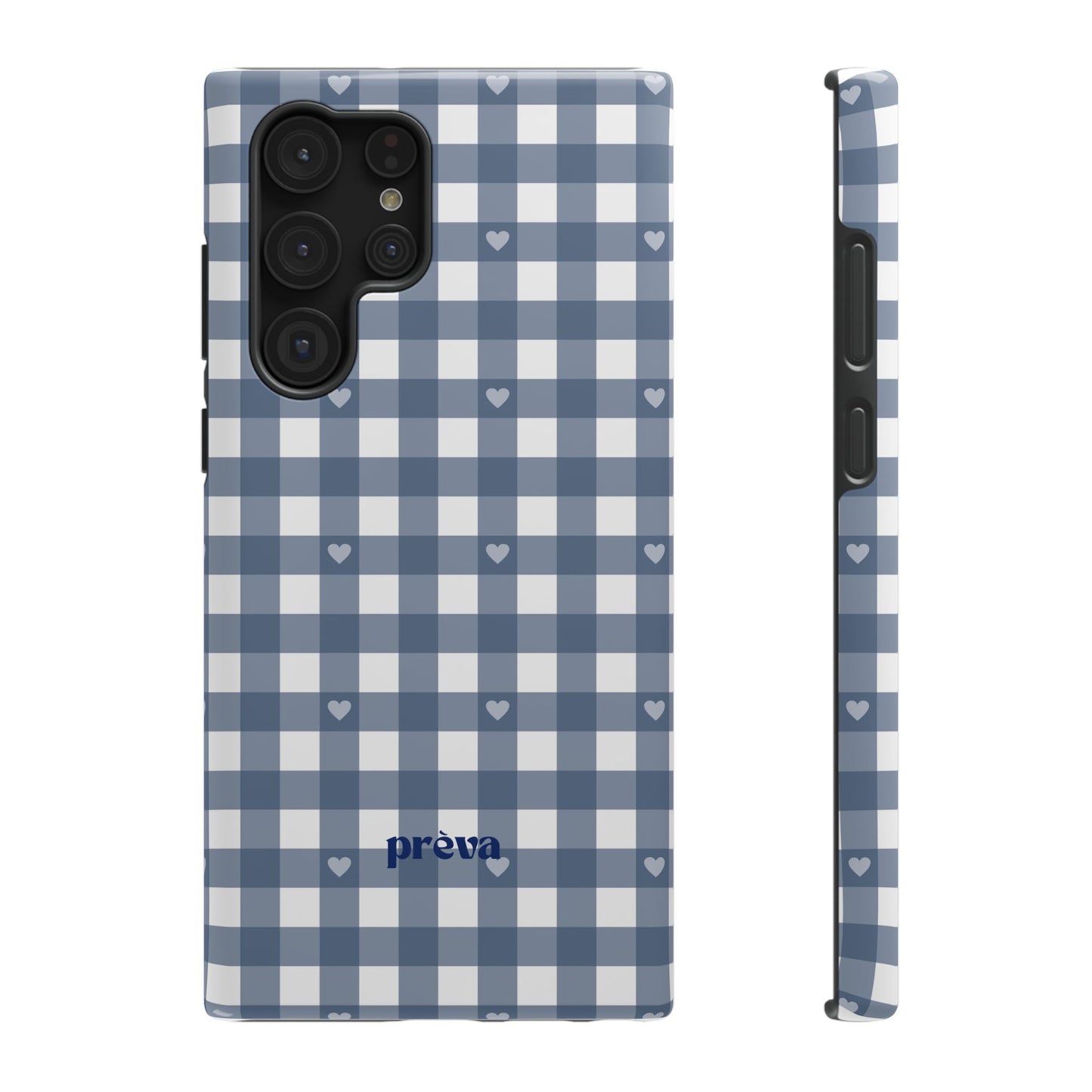 Blue Gingham Heart Phone Case