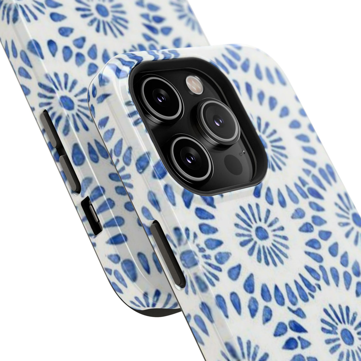 Blue Floral Spiral Phone Case