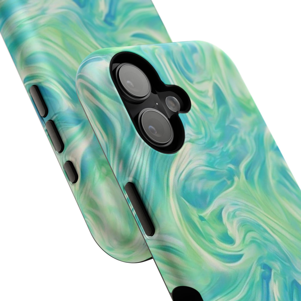 Impact-Resistant Phone Case — Teal Green Marble Swirl