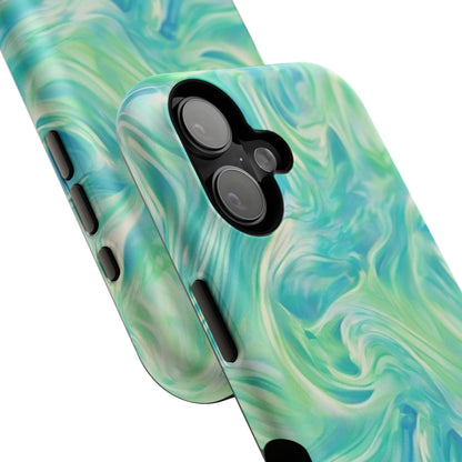 Impact-Resistant Phone Case — Teal Green Marble Swirl