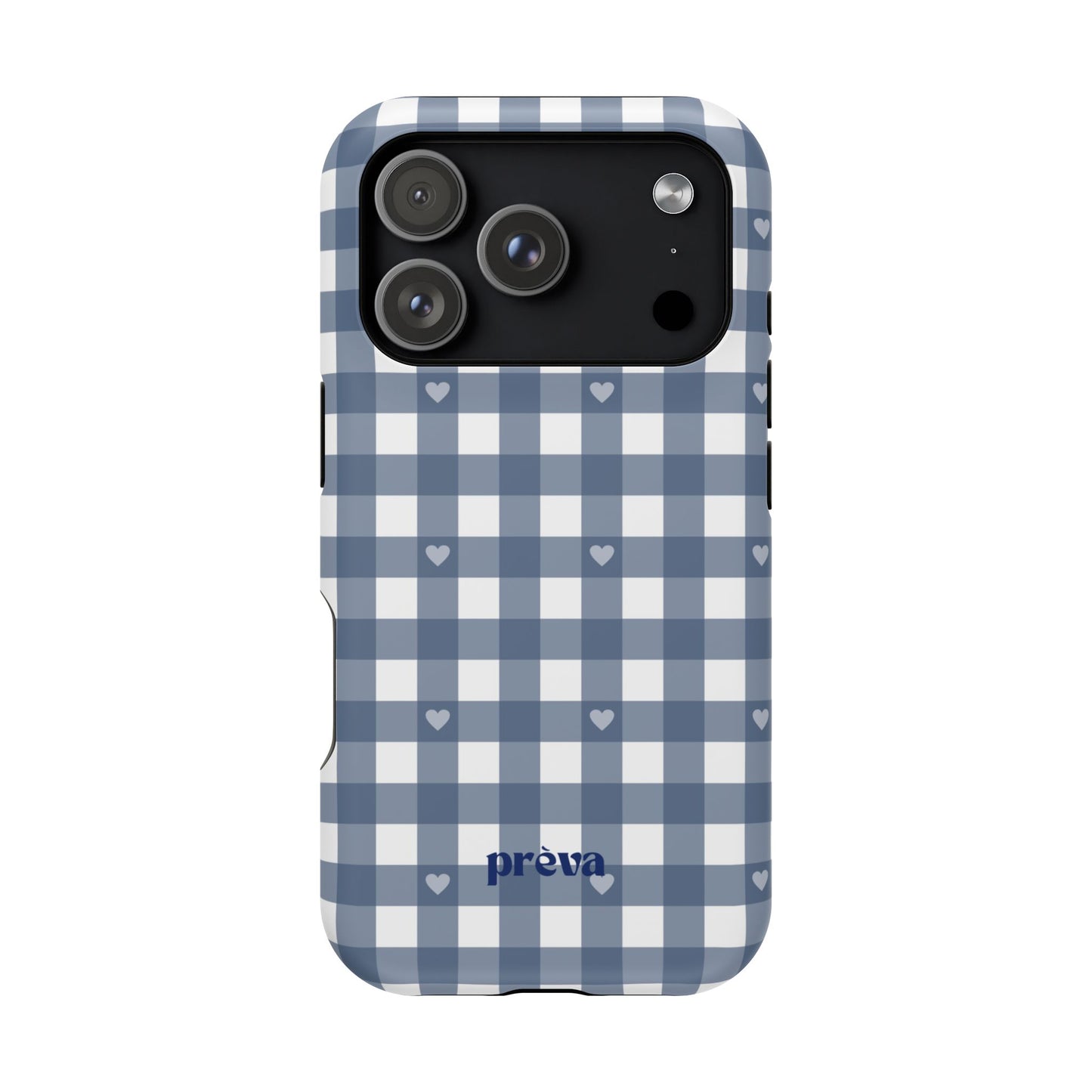 Blue Gingham Heart Phone Case