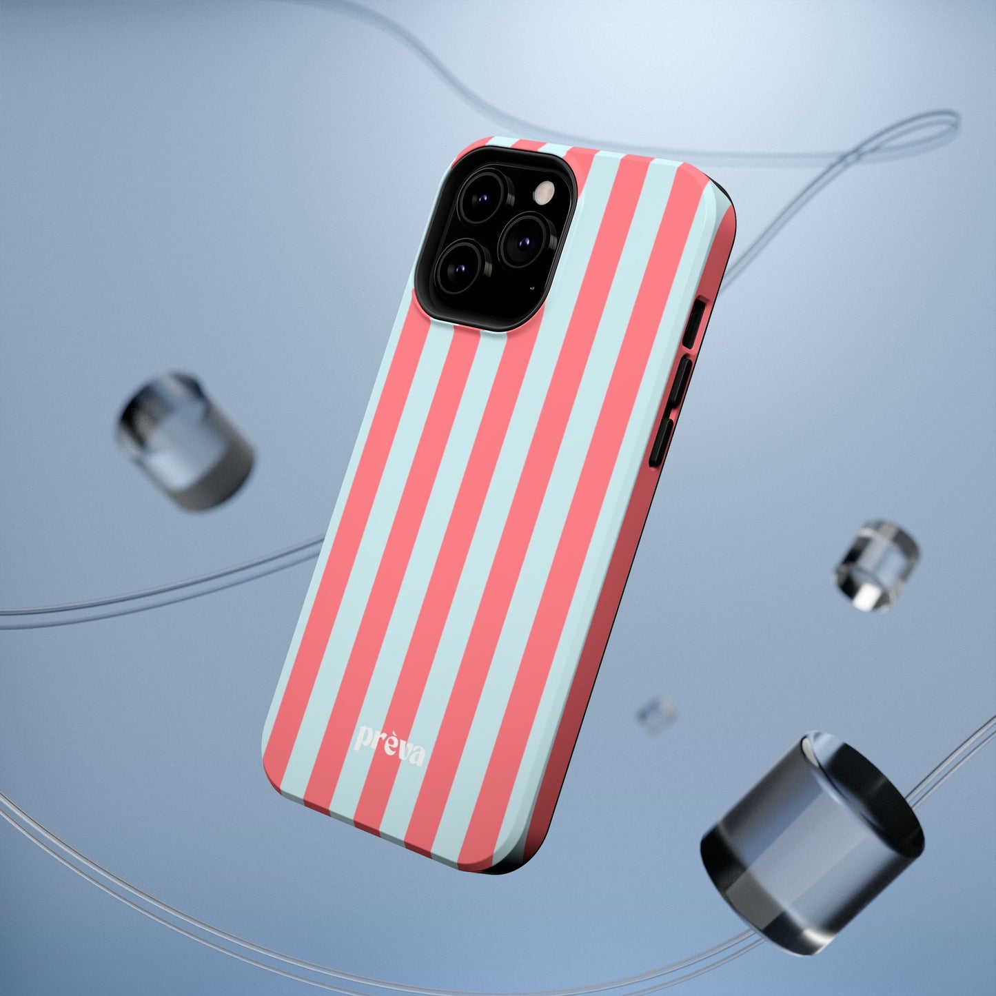 Coral & Teal Stripes Phone Case