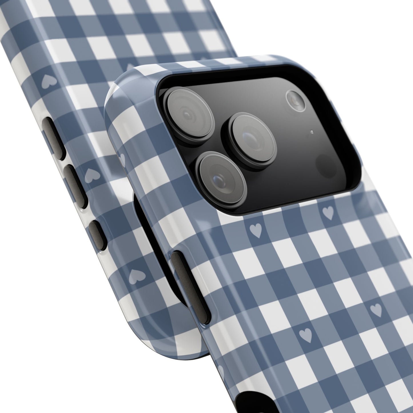 Blue Gingham Heart Phone Case