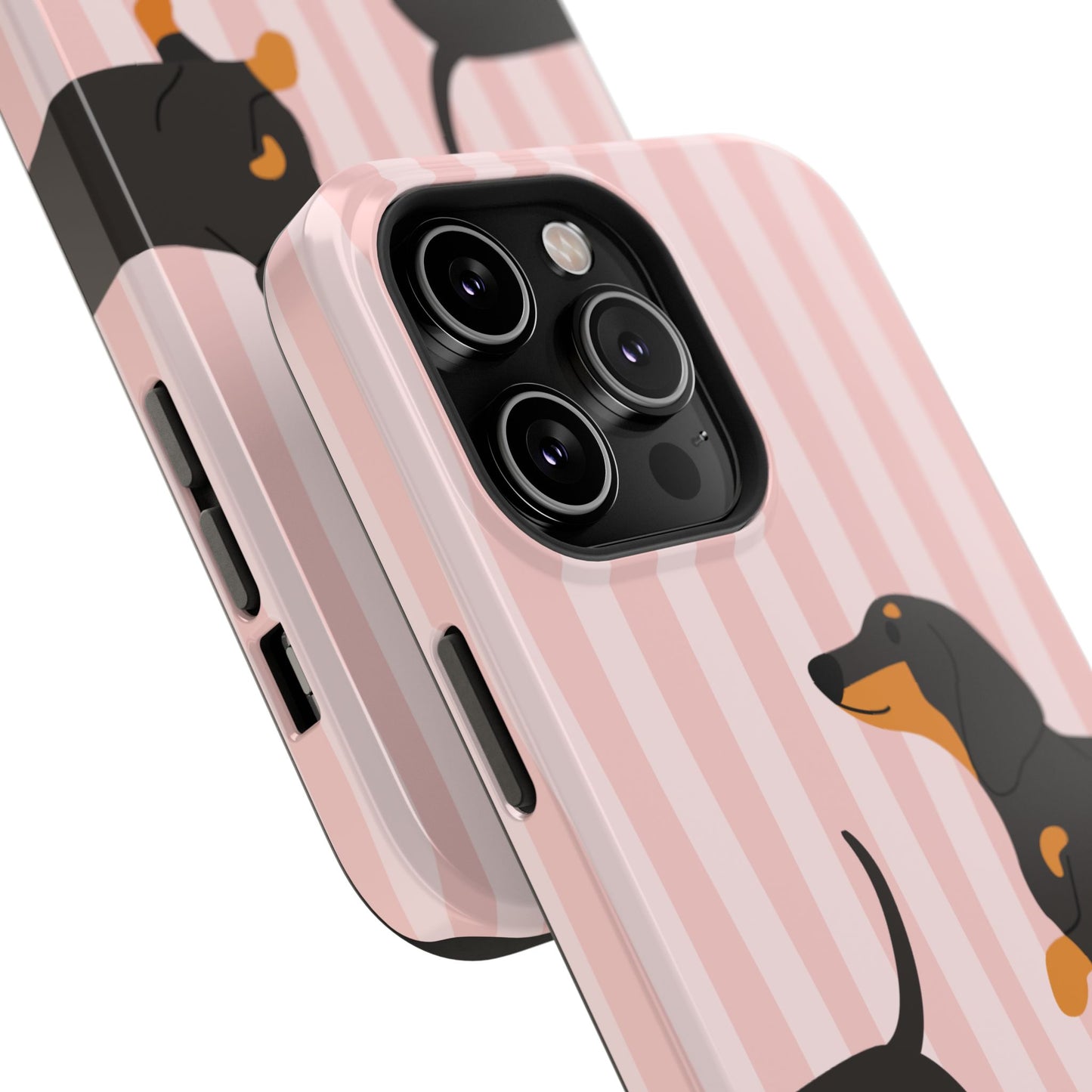 Dachshund Pink Stripes x Emberli Phone Case