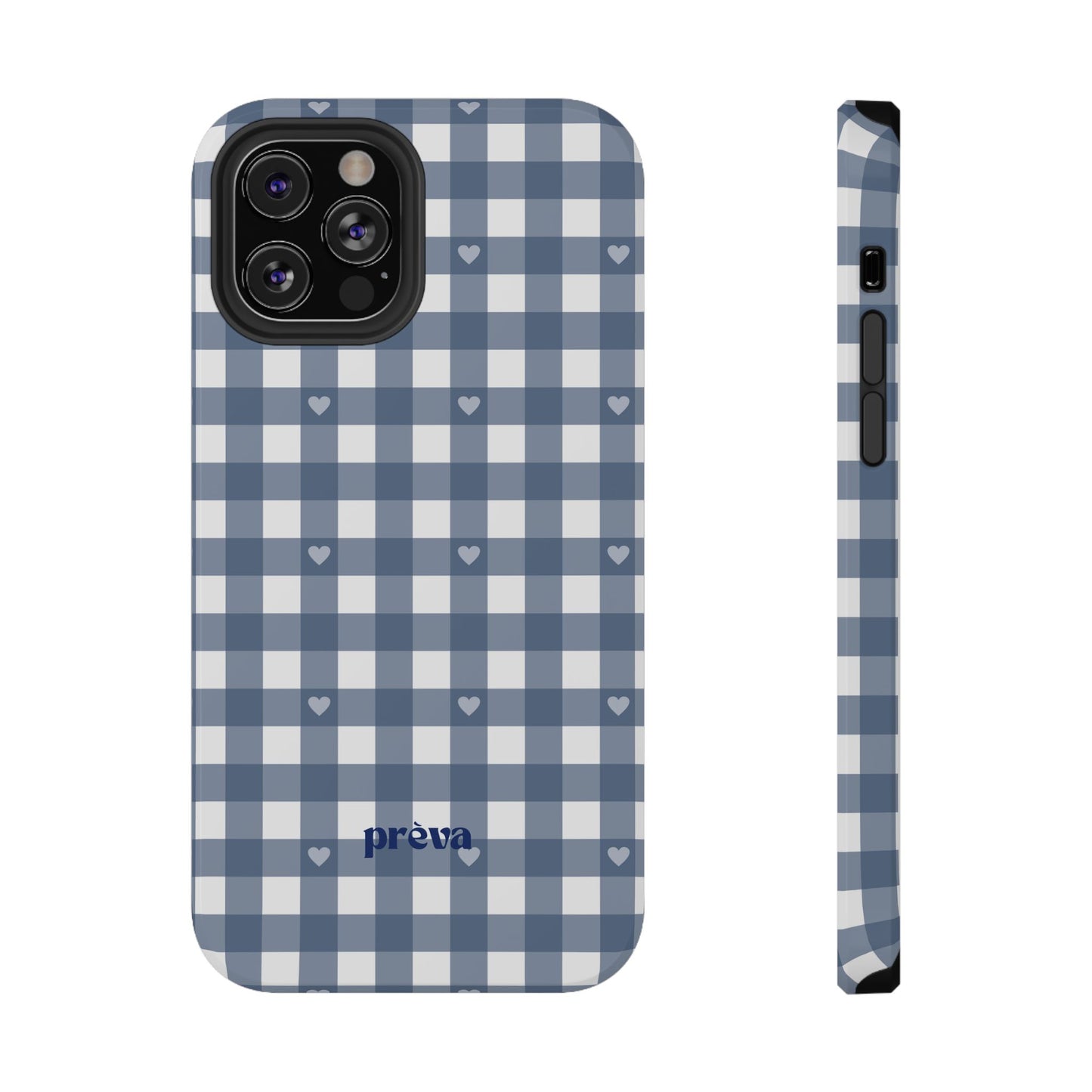 Blue Gingham Heart Phone Case