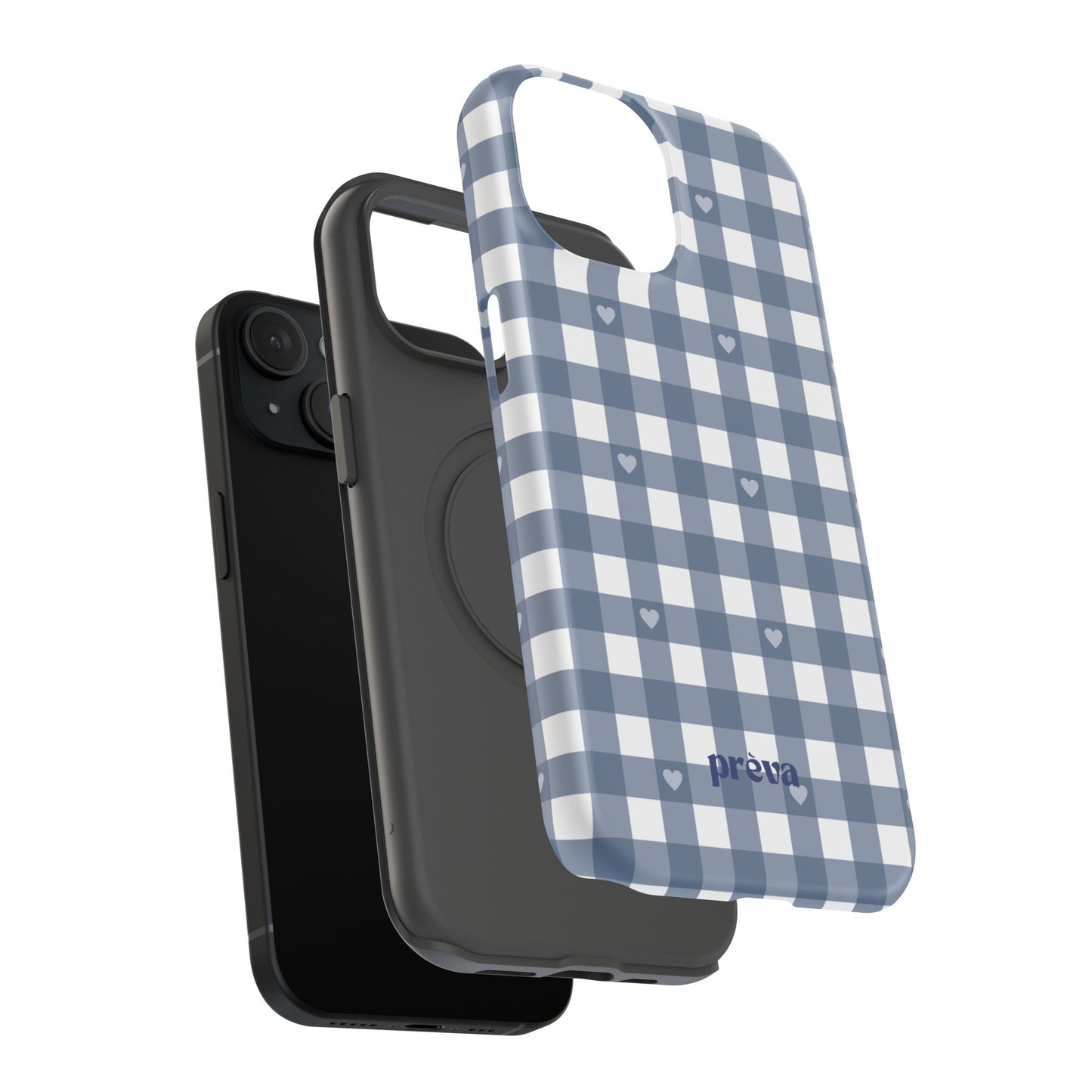 Blue Gingham Heart Phone Case