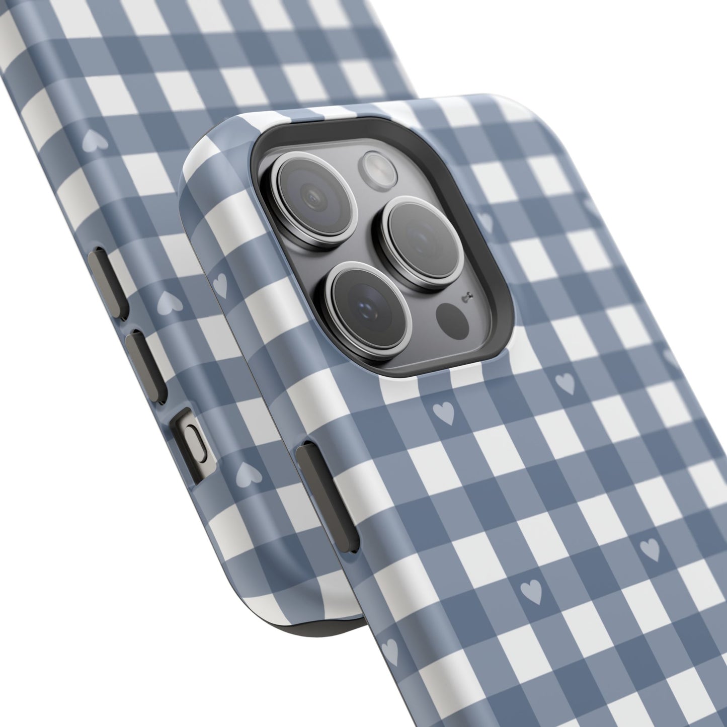 Blue Gingham Heart Phone Case