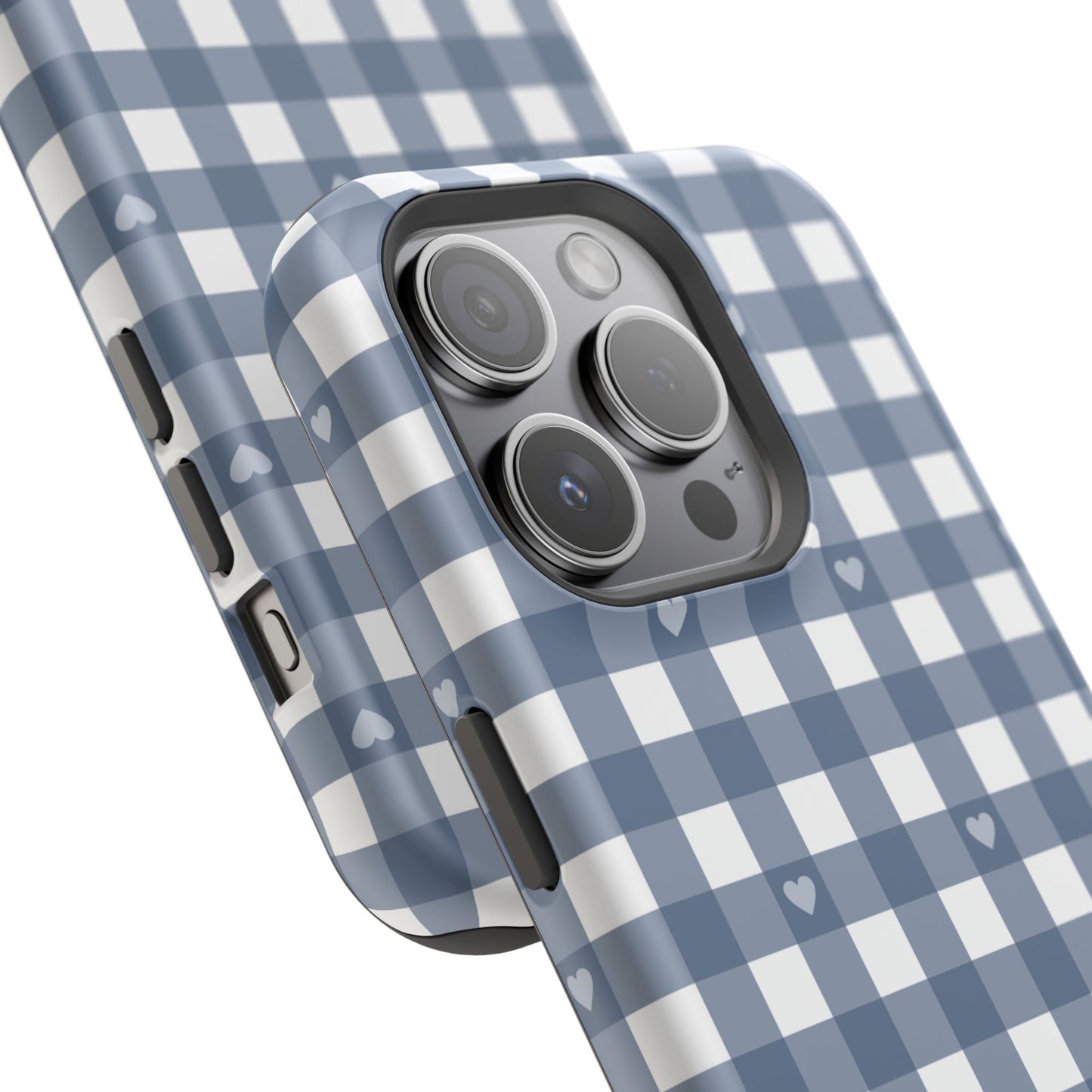 Blue Gingham Heart Phone Case
