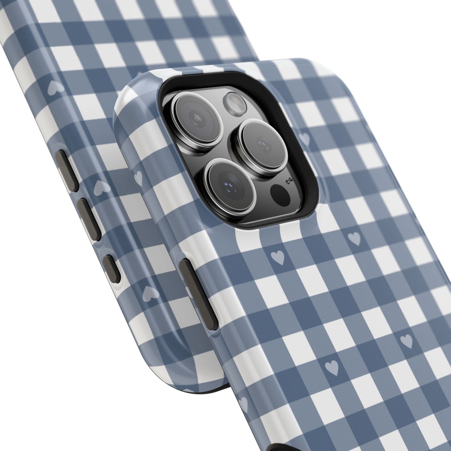 Blue Gingham Heart Phone Case