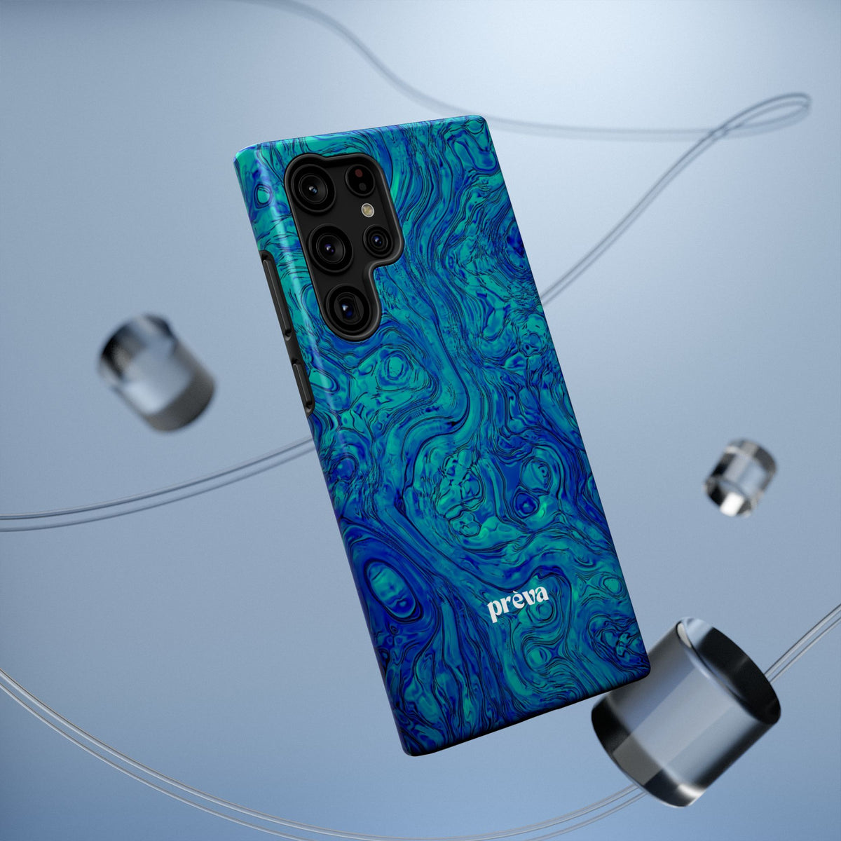 Blue Marble Impact-Resistant Phone Case — Protective Ripple Swirl Design