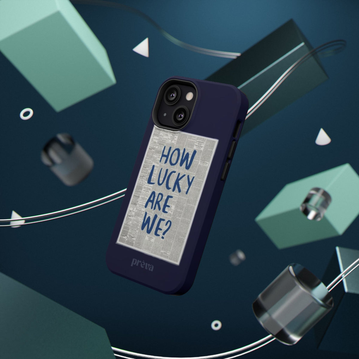 Navy How Lucky Are We Phone Case