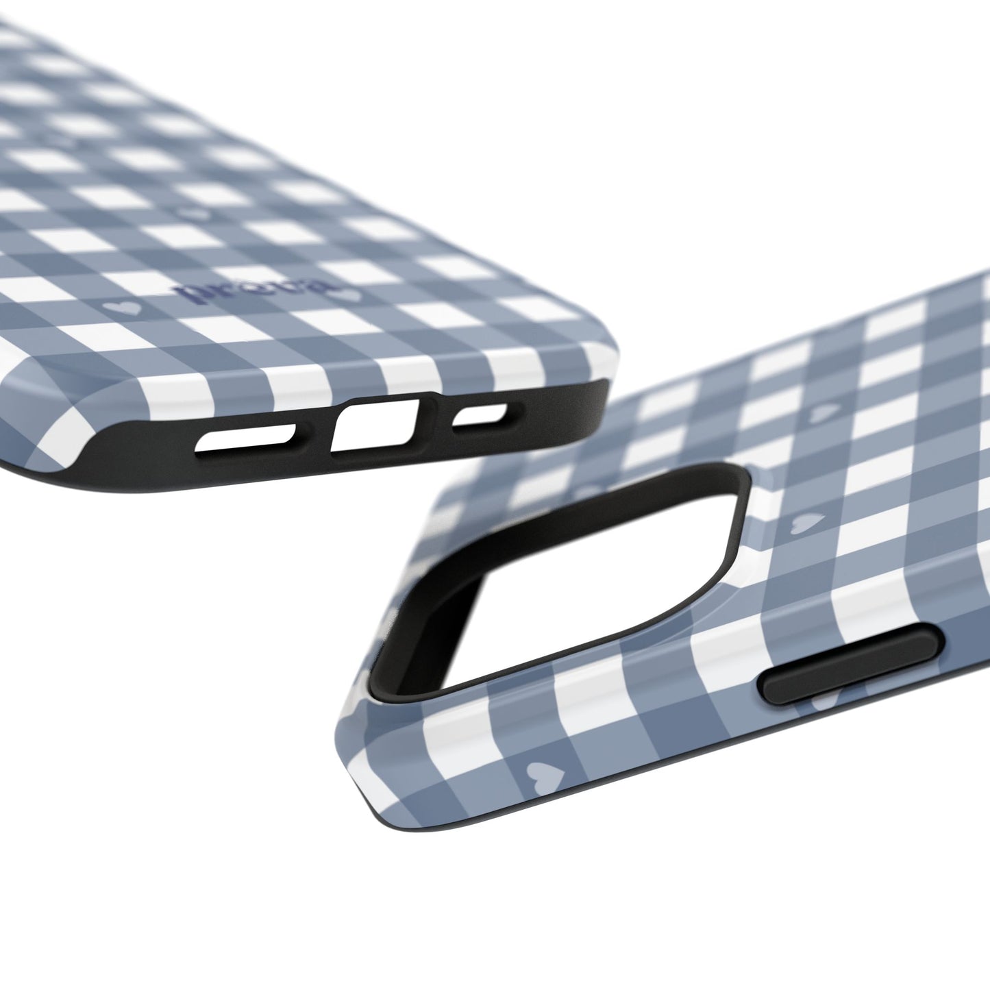 Blue Gingham Heart Phone Case