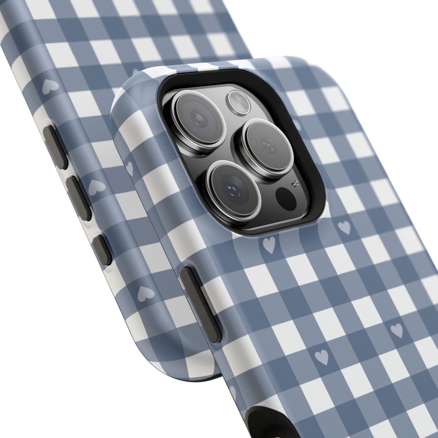 Blue Gingham Heart Phone Case