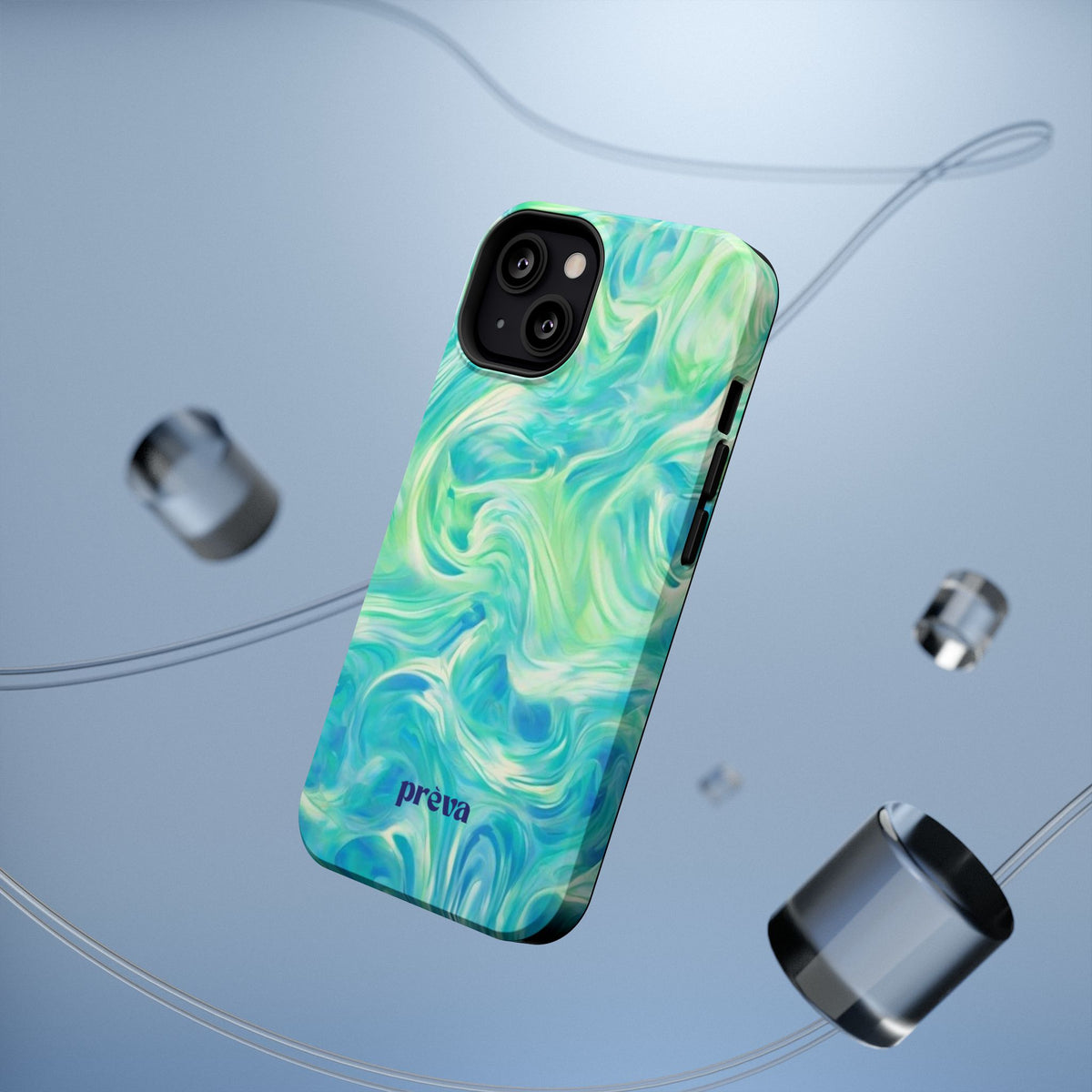 Impact-Resistant Phone Case — Teal Green Marble Swirl