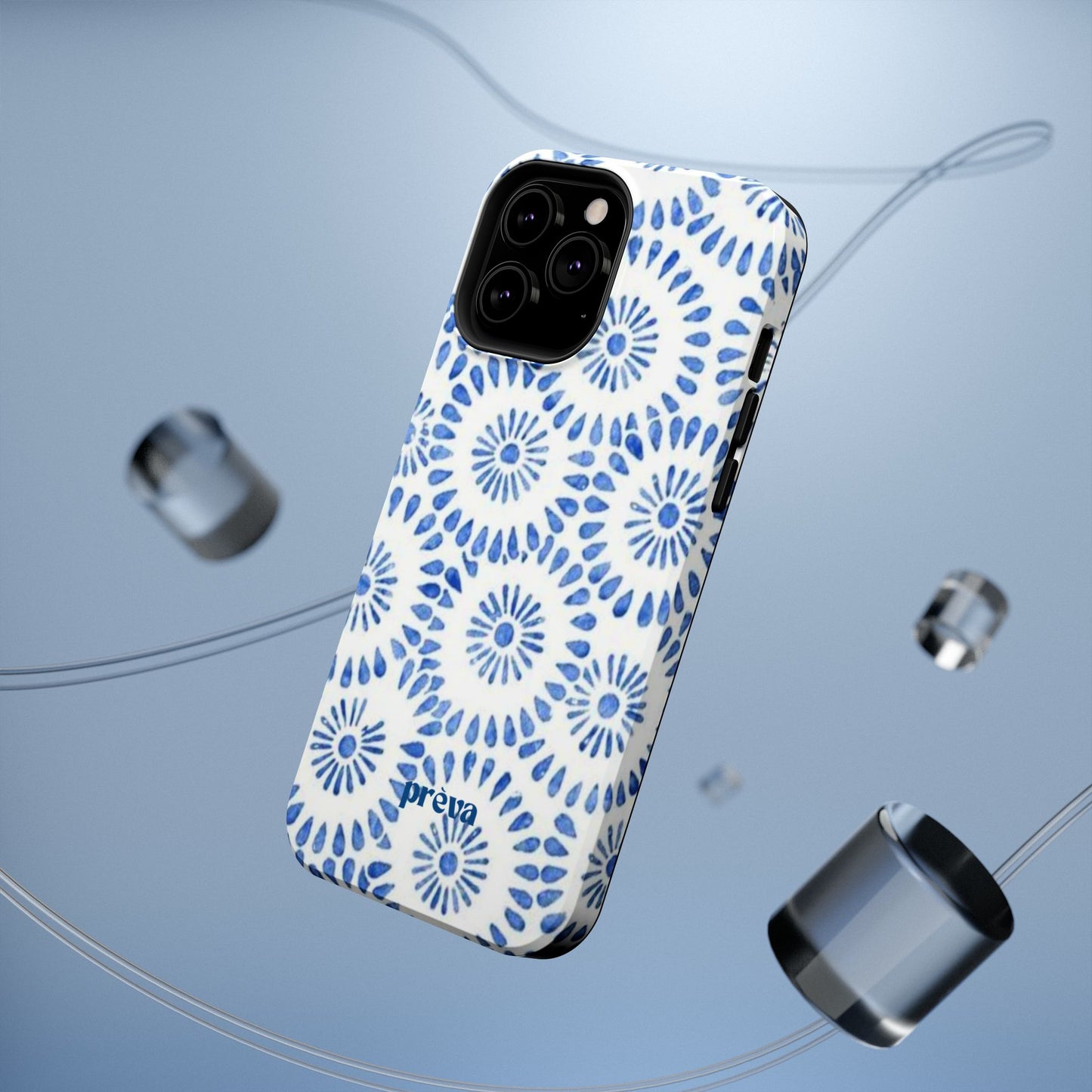 Blue Floral Spiral Phone Case