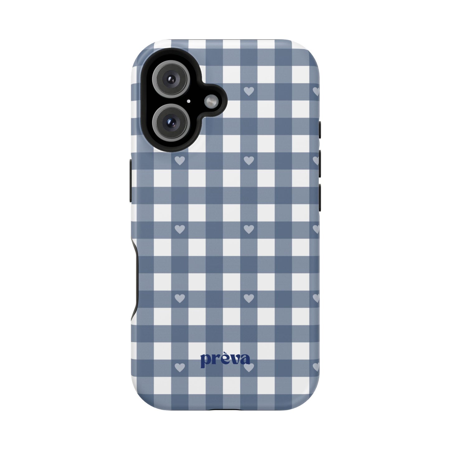 Blue Gingham Heart Phone Case