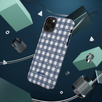 Blue Gingham Heart Phone Case