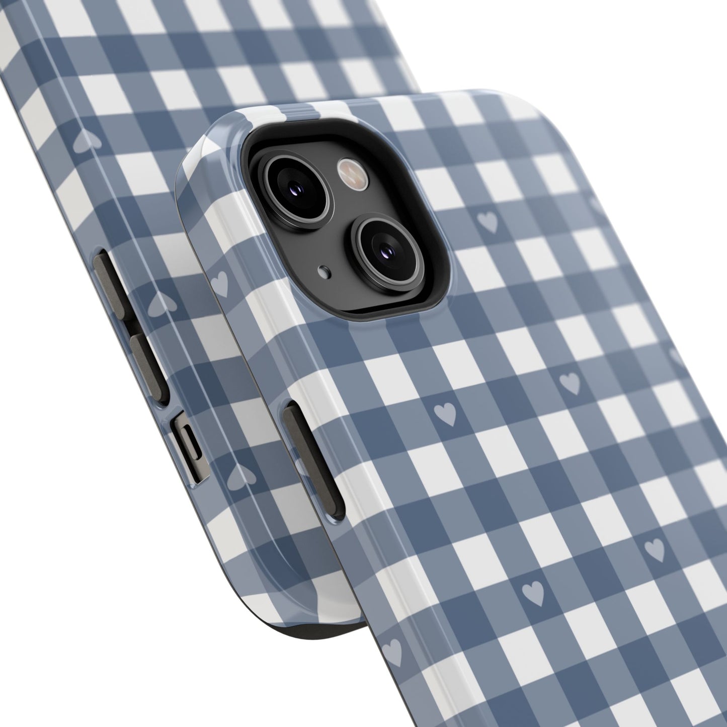 Blue Gingham Heart Phone Case