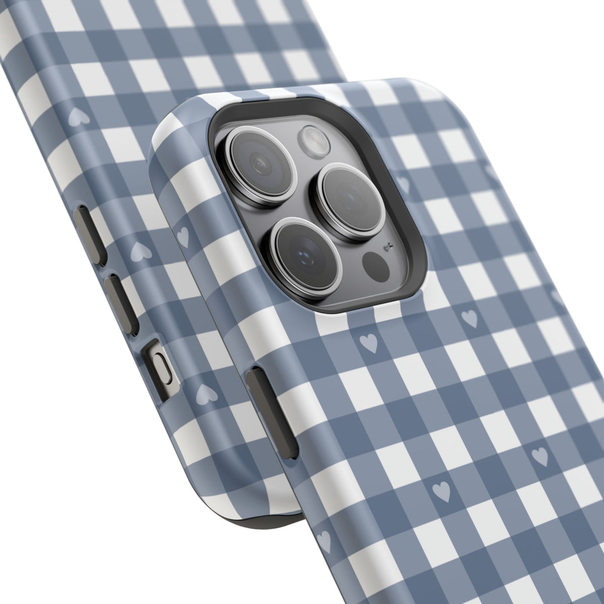 Blue Gingham Heart Phone Case